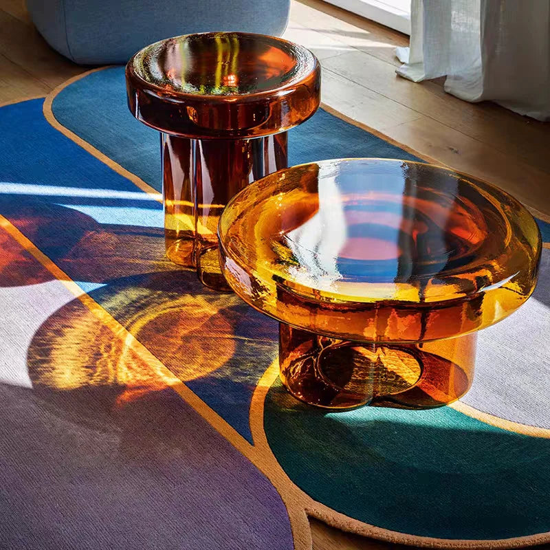 Nordic Creative Glass Coffee Table Living Room Sofa Side Tables Combination Handmade Coffee Table round Light Luxury Tables