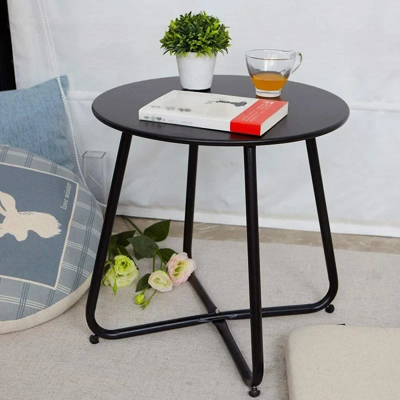 Anti-Rust Iron round Side Table - Suitable for Living Room Sofa, Bedroom Bedside & Outdoor Patio, Modern Design for Balcony & Ho