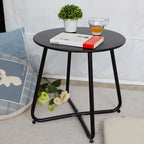 Anti-Rust Iron round Side Table - Suitable for Living Room Sofa, Bedroom Bedside & Outdoor Patio, Modern Design for Balcony & Ho