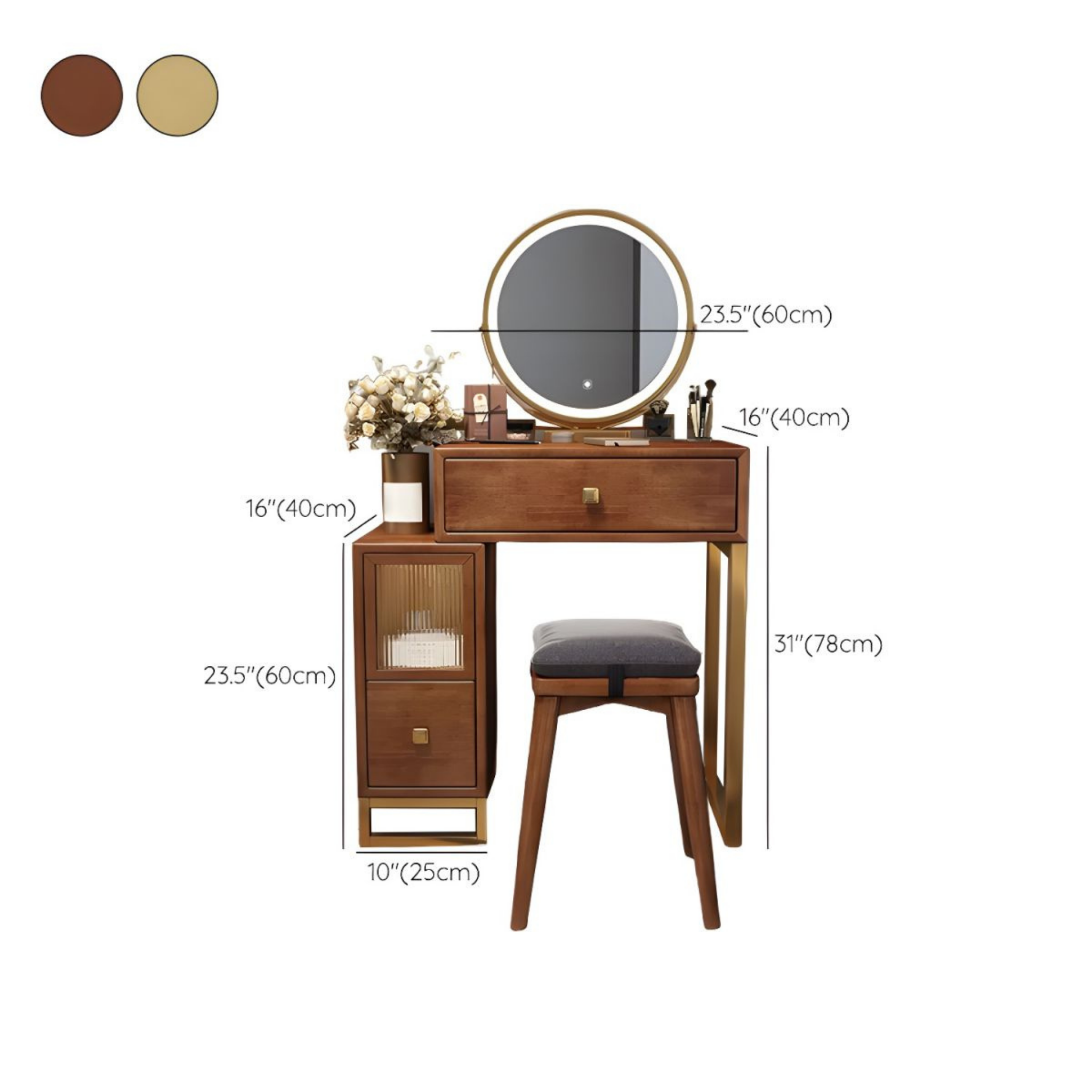 Modern solid wood dressing table and makeup vanity with storage, small bedroom vanity desk, wooden makeup table and Chinese style bedroom furniture