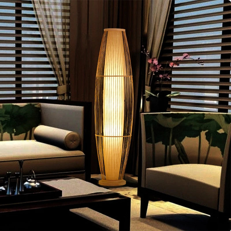 Modern Tea Table Floor Lamps Nordic Creative Bamboo Art LED Standing Light Fixtures Home Deco Living Room Bedroom Bedside Lamp