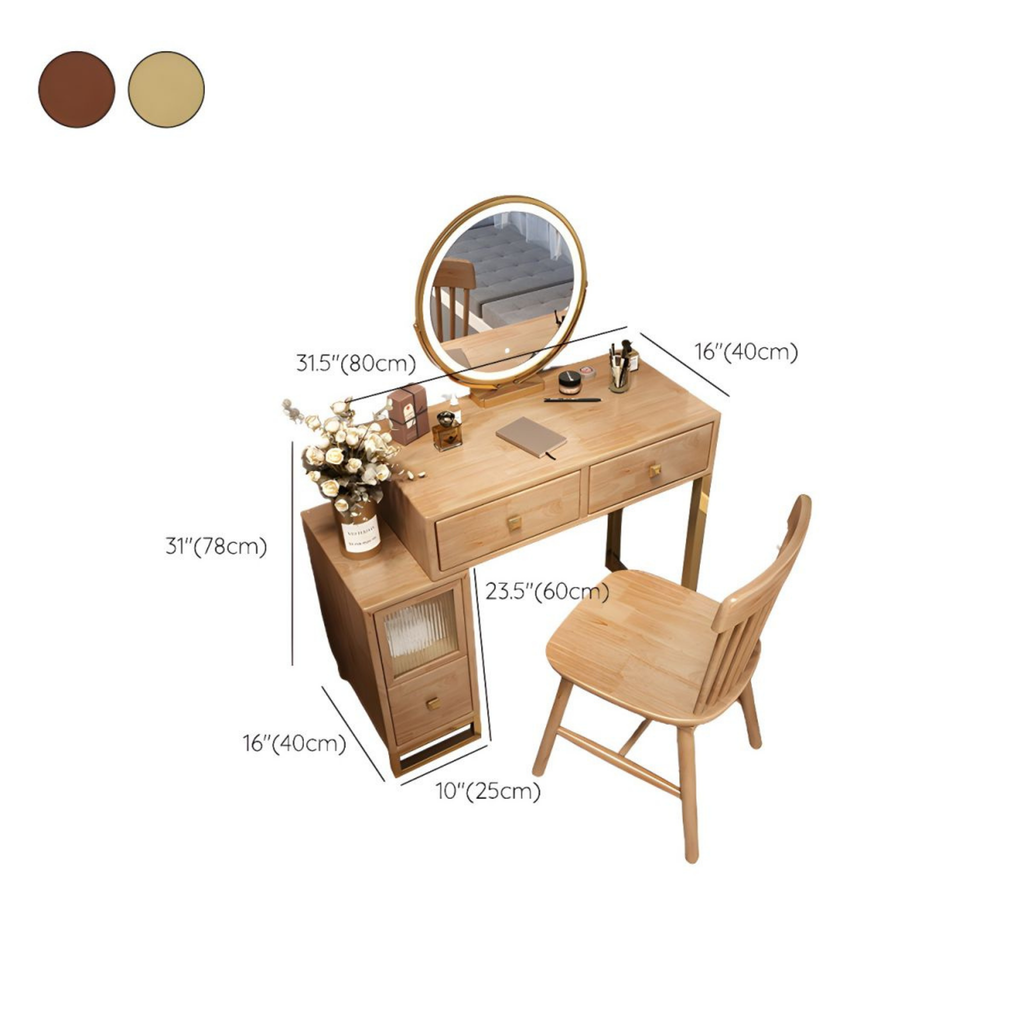 Modern solid wood dressing table and makeup vanity with storage, small bedroom vanity desk, wooden makeup table and Chinese style bedroom furniture