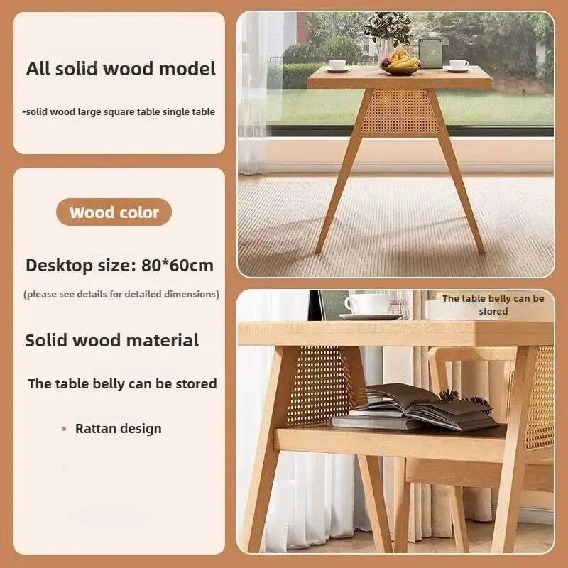 Garden Leisure Balcony Tea Table Solid Three-Piece Patio Furniture Rattan Wood Outdoor Tables and Chairs Furniture Nordic Sets M