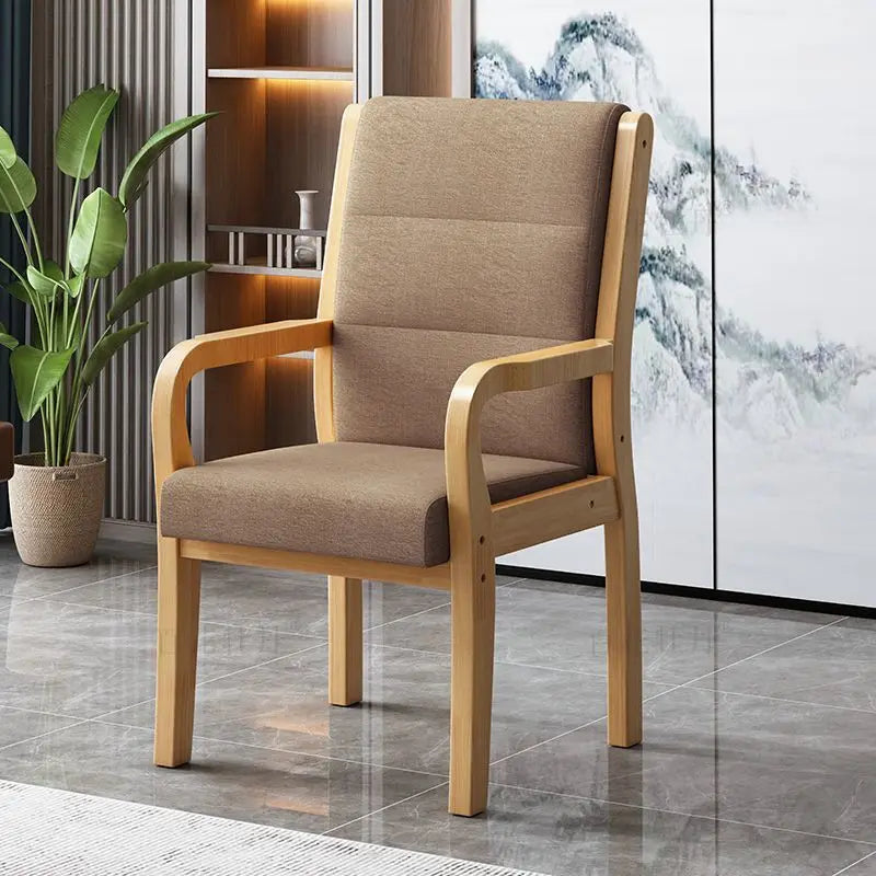 Solid Wood Armchair Upholstered Nappa Leather Rubberwood Frame High Density Foam Cushion Modern Comfy Chair for Home