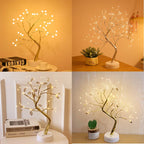 LED Birch Tabletop Bonsai Tree Night Light Christmas Decorate Lamp 8Modes Usb/Battery Bedside Room Decorative Fairy for Room