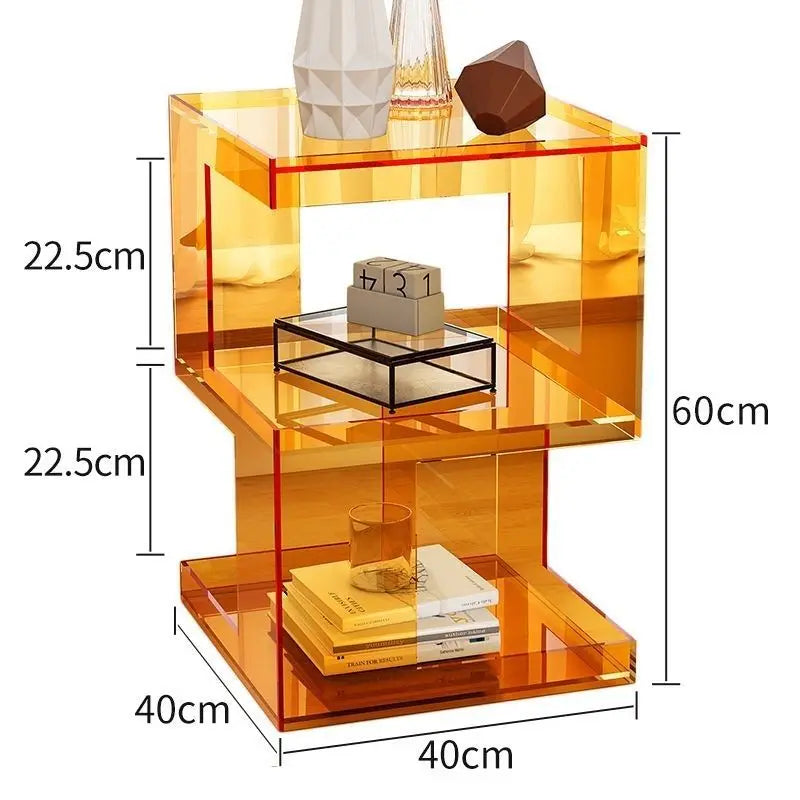 Acrylic Transparent Storage Rack, Simple Bedroom Rack, Bedside Table, Coffee Table
