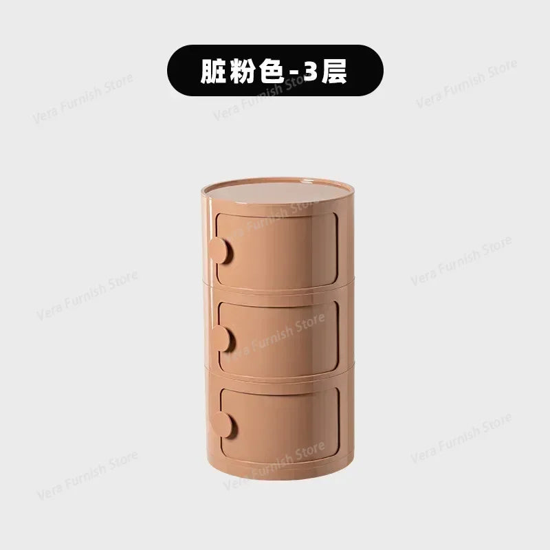 Nordic round Household Simple Creative Bedside Tables Bedroom Storage Cabinet Plastic Light Luxury Combination Small Cabinets