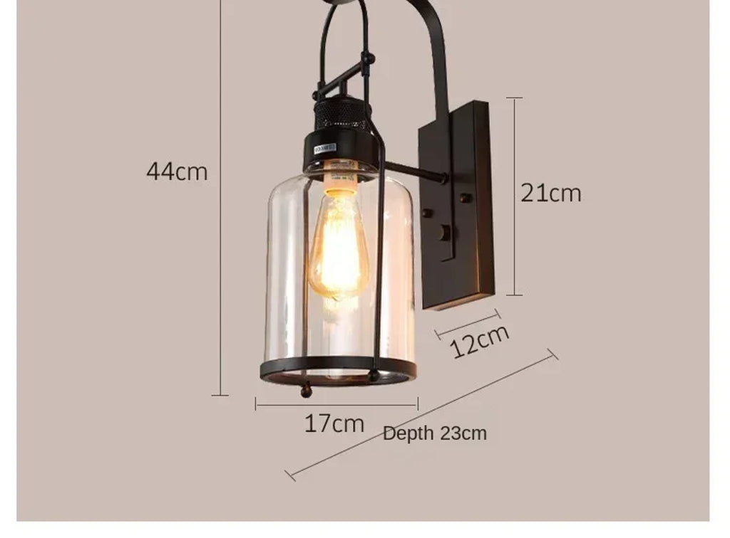 American Walkway Courtyard Villa Wall Retro Glass Wall Lamp
