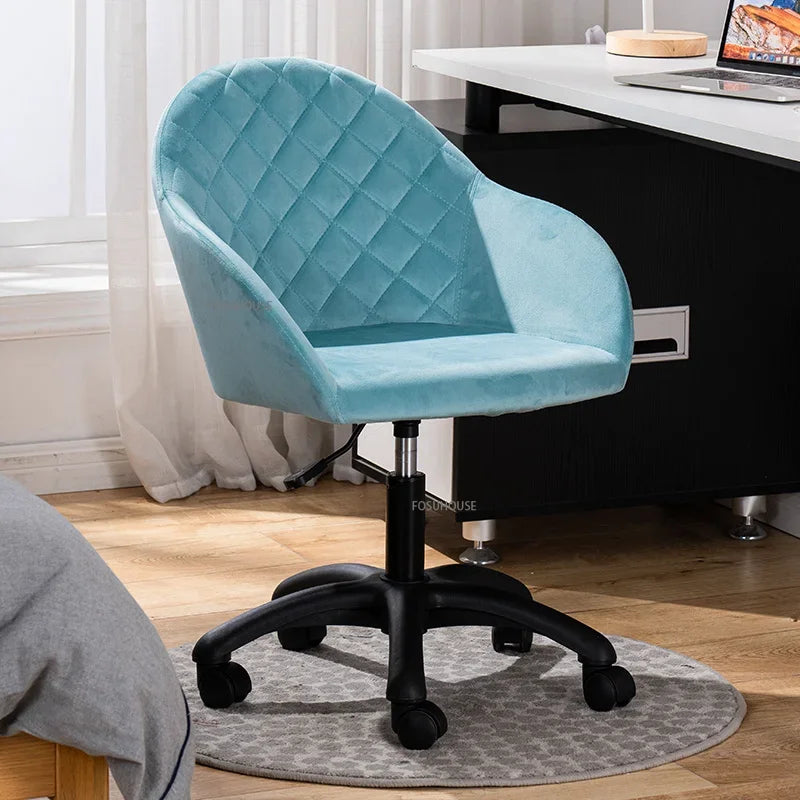 Nordic Furniture Velvet Office Chair for Office Student Study Lift Swivel Chair Home Comfortable Backrest Girl Pink Gaming Chair
