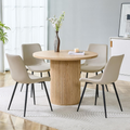 Modern Round Dining Table Set with 4 Chairs, Light Wood Minimalist Dining Set