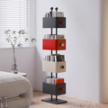 Modern Nordic bookshelf with colorful open storage shelves, decorative display bookcase for living room, bedroom and study