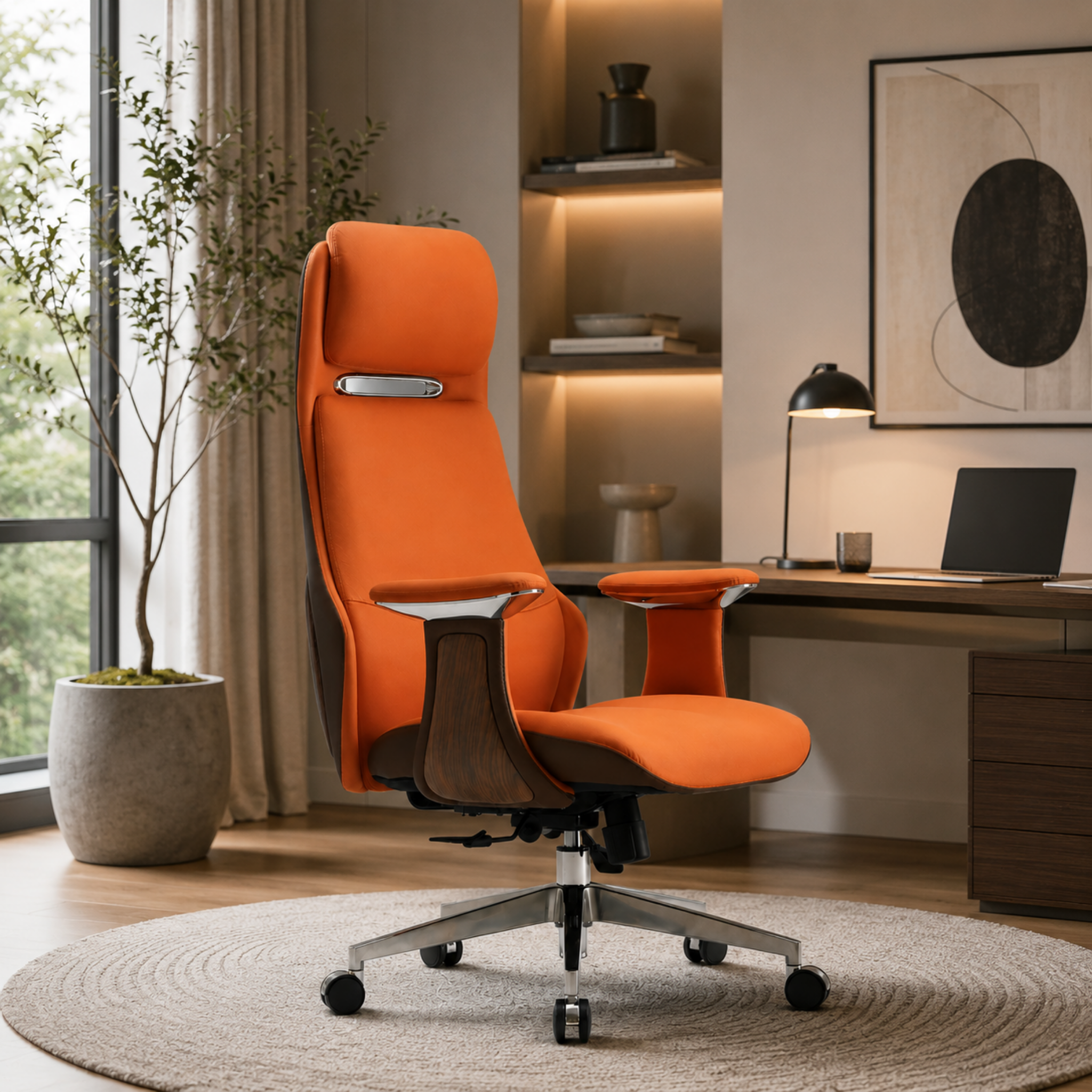 High-back Nappa leather executive office chair, premium leather desk chair, ergonomic office chair, business chair for home office, executive workspace and professional office