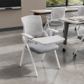 Modern folding office chair with armrests, ergonomic desk chair, metal office chair, space-saving study chair for home office, bedroom and workspace