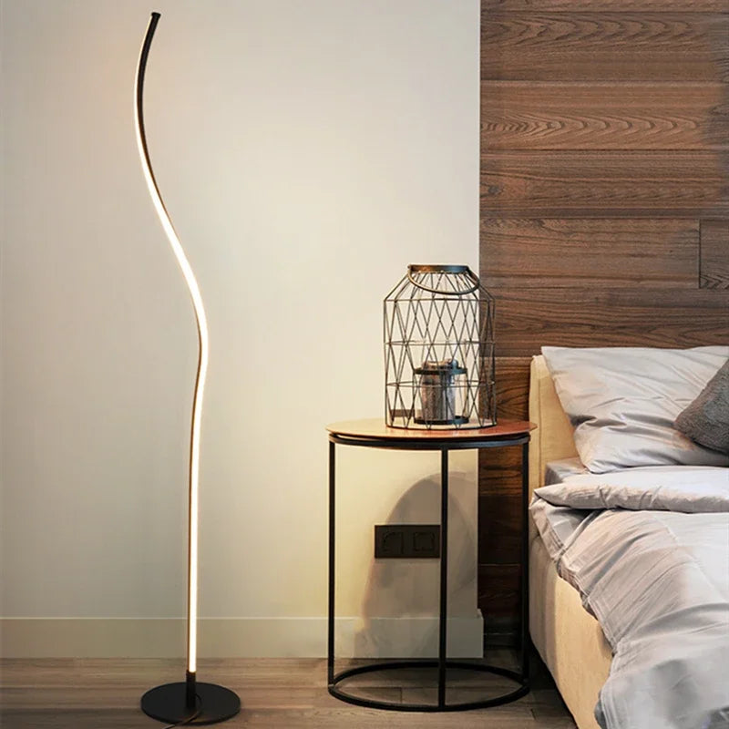 Black White LED Floor Lamp for Living Room Bedroom Bedside Sofa Side Wrought Iron Aluminum Lighting Home Decoration Accessories