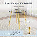 36'' Modern Minimalist round Glass Top Dining Set for 4, Luxury Circular Kitchen Table and Chairs.