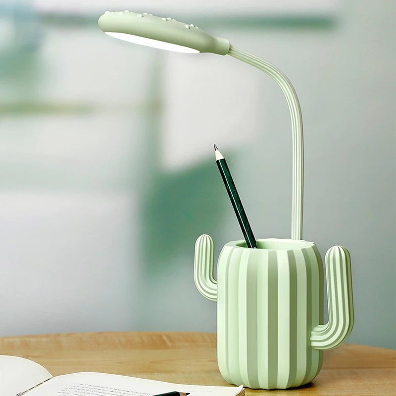 Creative LED Multi-Function Eye Protection Table Lamp Multi-Use Cactus Storage Table Lamp Student Reading USB Charge Night Light