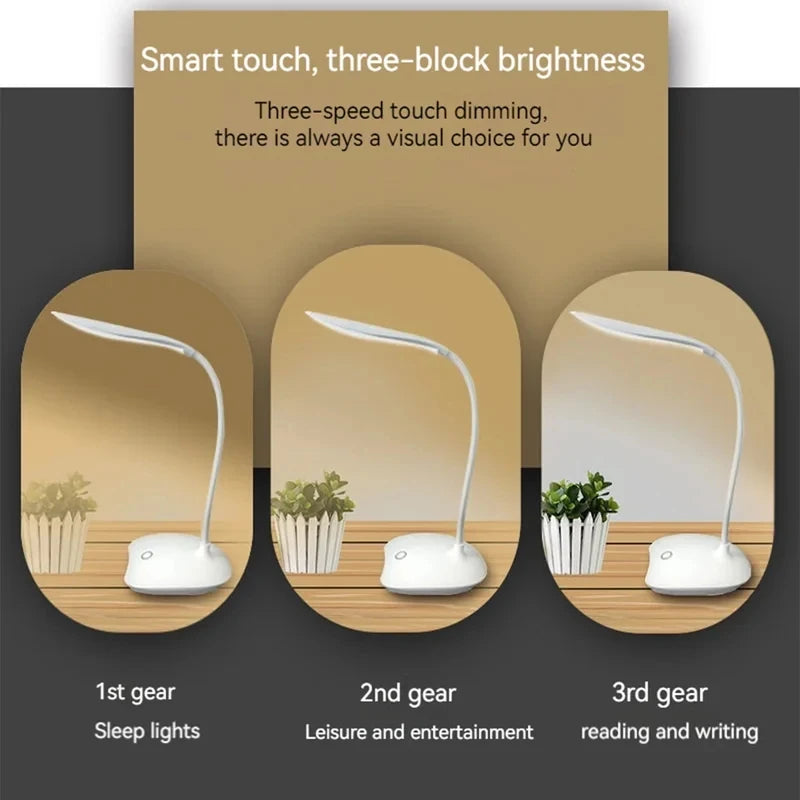 New-Led Reading Desk Lamp Portable Desk Lamp USB Charging Table Light Touch Dimming Learn Eye Protection Light Room Office