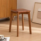 Household Restaurant Solid Wood Stool Living Room Stack Dining Chair Walnut Color Square Stool Modern Simplicity Makeup Stool