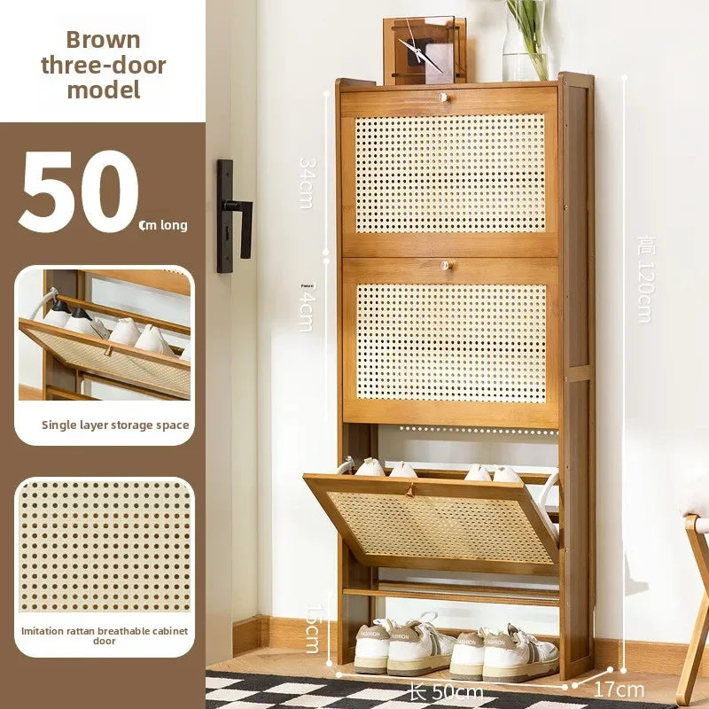 Ultra-Thin Shoe Cabinet, Tipping Bucket at the Door of the Home, Shoe Rack, Large-Capacity Entry Door, Simple Storage