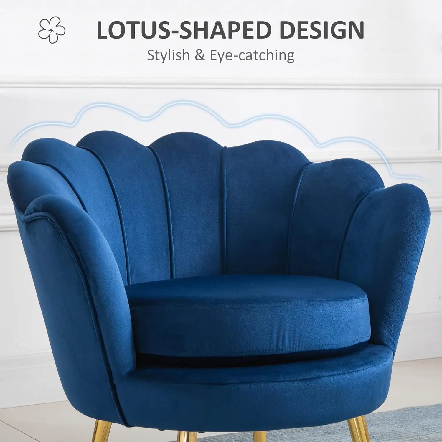 Formwell Modern Accent Chair, Velvet-Touch Fabric Leisure Club Chair with Gold Metal Legs for Bedroom Living Room