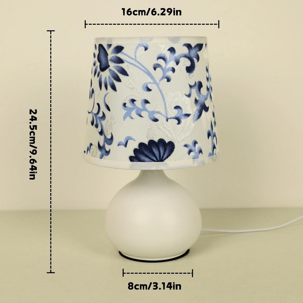 USB Bedroom Bedside Minimalist Creative Desk Lamp Equipped with Floral Fabric Lampshade Suitable for Readingbedroomliving Room