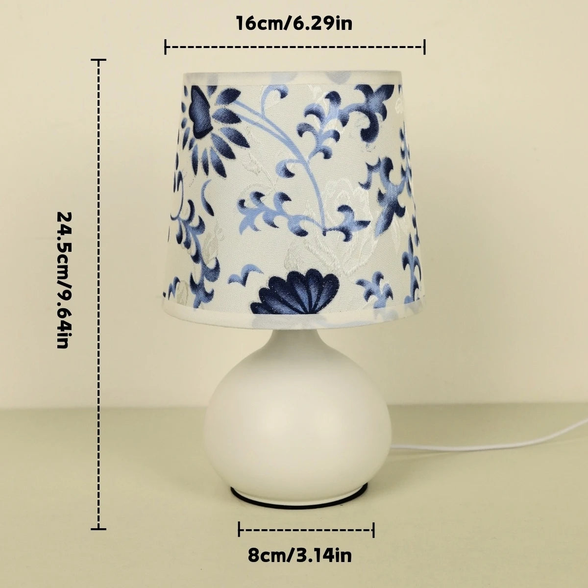 USB Bedroom Bedside Minimalist Creative Desk Lamp Equipped with Floral Fabric Lampshade Suitable for Readingbedroomliving Room