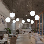 White Circular Glass Ball Pendant Light, Bar Restaurant Shop Decorative Light, Study Room Bedroom Light, Bar Desk Lamp