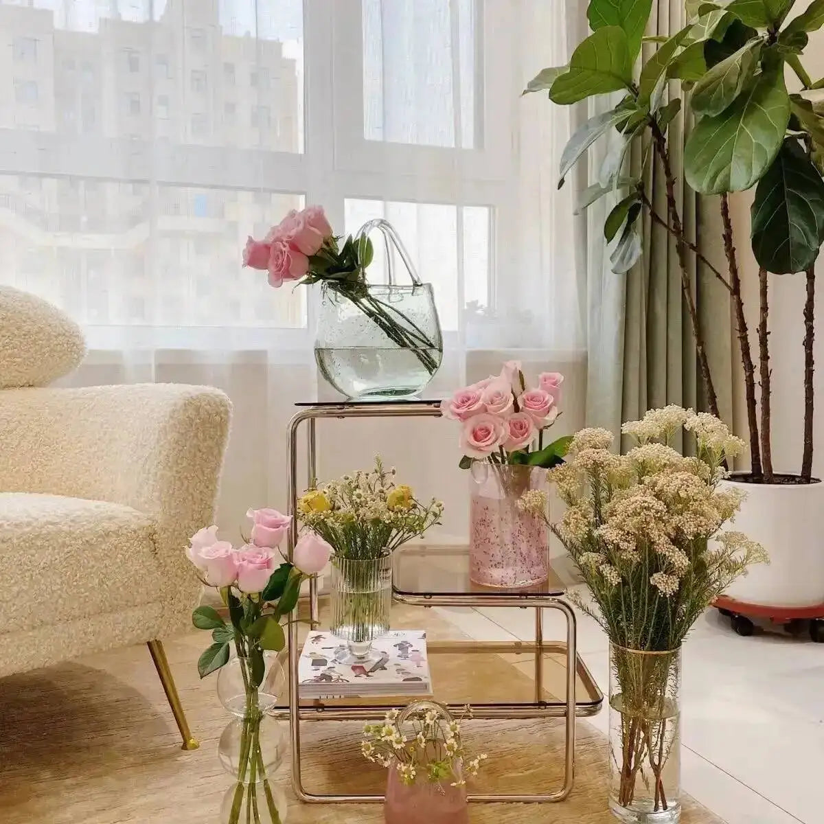 Light Luxury Sofa Side Table Simple Modern Bedside Coffee Tables Center Wrought Iron Living Room Balcony Nordic Furniture