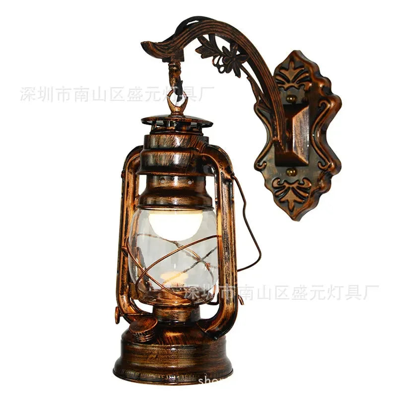 Vintage LED Wall Lamp Barn Lantern Retro Wall Light European Antique Style