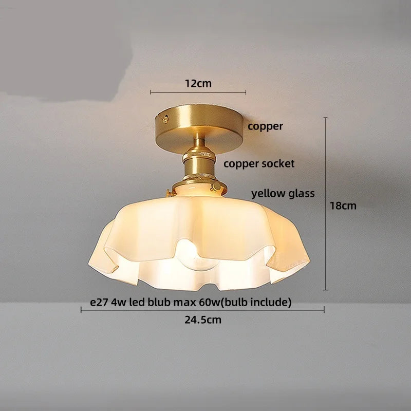 Flush Mount LED Ceiling Light Fixture Bathroom Kitchen Bedroom White Peace Dove Copper Tiffany Glass Plafond Lamp Lamparas