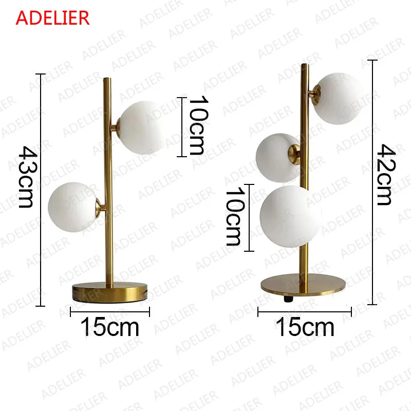 White Glass Ball Table Lamps Creative Bedroom Bedside Desk Lamp Iron Gold LED Lighting Fixture