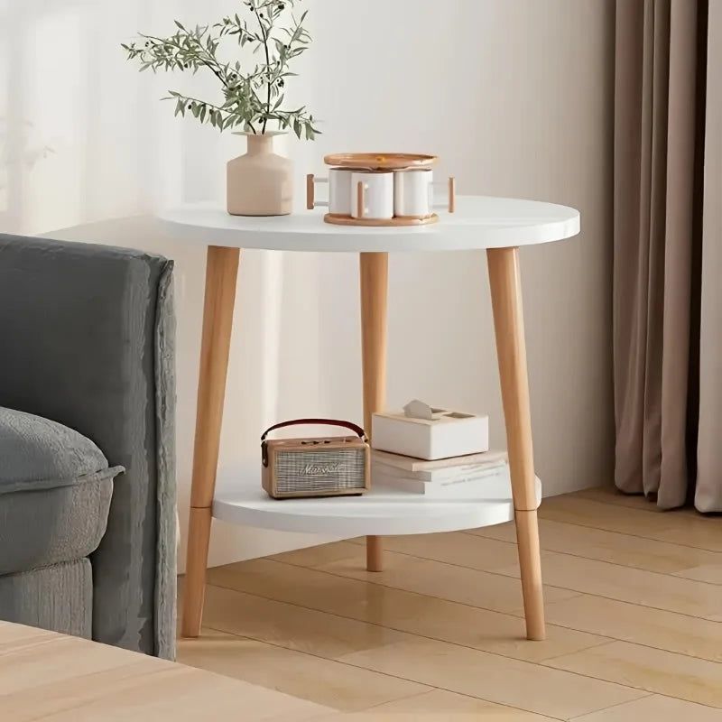Household Double-Tier round Coffee Table, Minimalist Design, Compact Size, Perfect for Home Decoration and Daily Use.