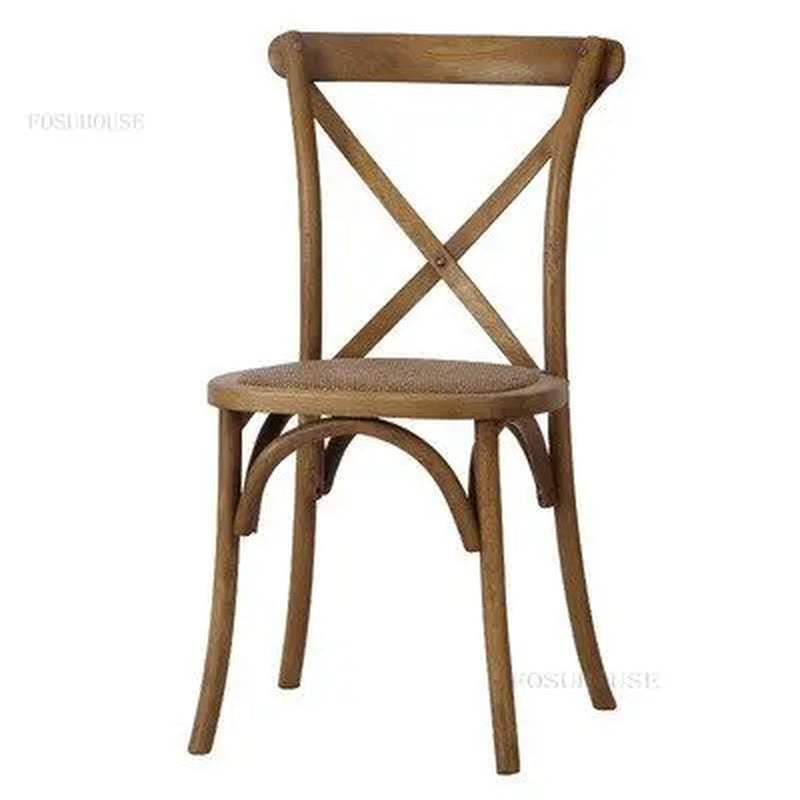 Nordic Retro Solid Wood Dining Chair Restaurant Furniture Simple Dining Chair American Homestay Casual Creative Back Chairs B R