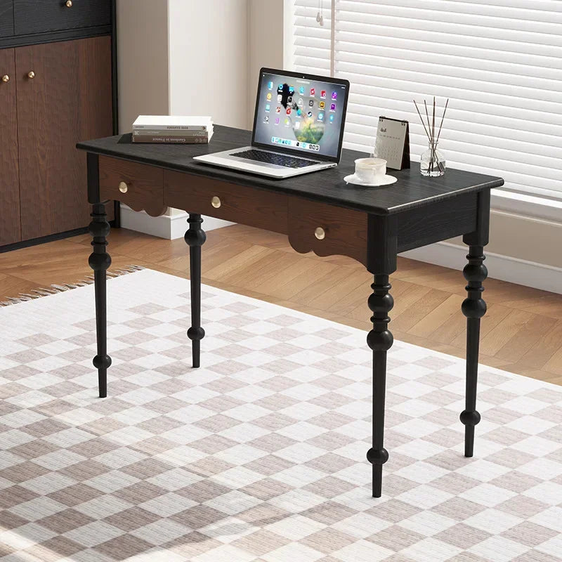 French Light Luxury Cream Style Solid Wood Desk Small Apartment Home Desk Designer High Sense American Retro