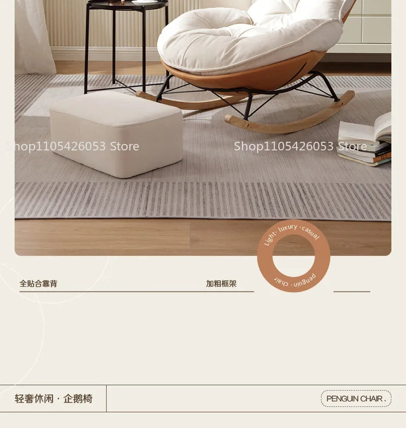 Lazy Sofa Rocking Chair Single Eggshell Chair Living Room Bedroom Cream Wind Small Sofa Swing Chair Leisure Penguin
