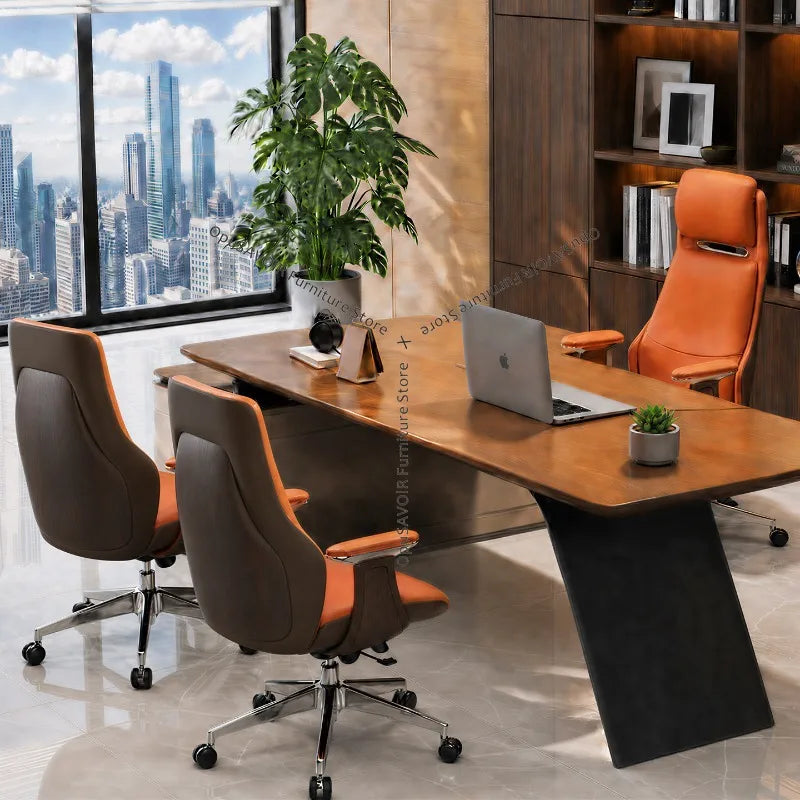High-Back Genuine Leather Executive Swivel Chair - Ergonomic Office Desk Chair for Prolonged Sitting Home & Business Use JT40