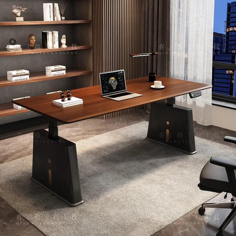 Nordic Solid Wood Smart Electric Desk Frame Multifunctional Office Computer Desk Writing Home Study Table Dual-Motor Desk FYCD