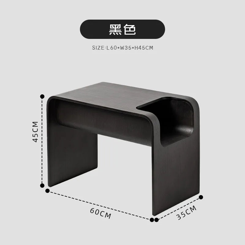 MOMO Nordic Solid Wood C-Shaped Sofa Side Table Wabi-Sabi Style Danish Designer Magazine Holder Modern Small Cabinet