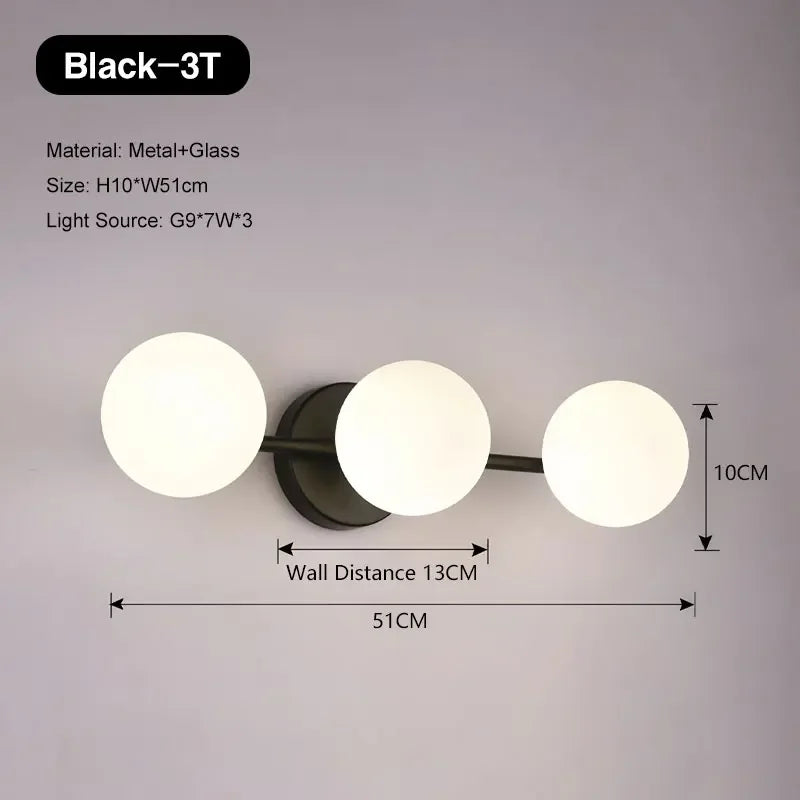 Nordic Indoor LED Wall Lights Decor for Bedroom Living Room G9 7W Frosted Glass Ball LED Wall Lamps Wall Sconce Lighting Fixture