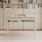 HT Light Luxury Cream Style Solid Desk Small Apartment Home Desk High Sense Retro