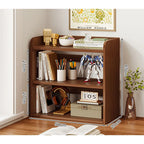 3 Tier Desktop Bookshelf Storage Shelves Wooden Open Bookcase Locker for Daily Household Children Study Bedroom Office Supplies