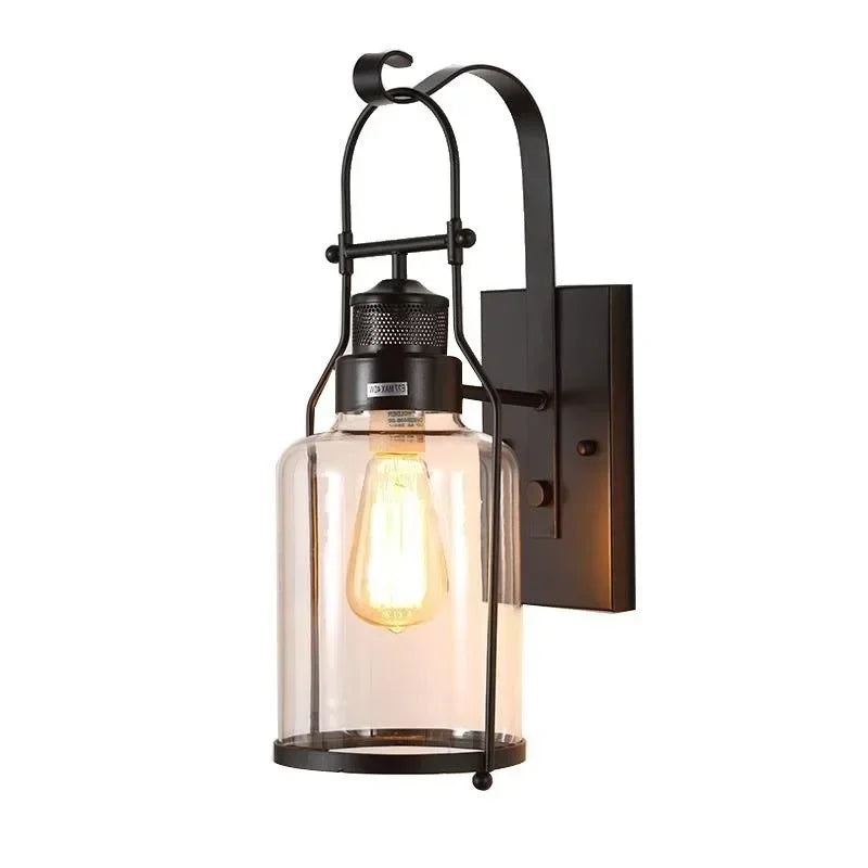 American Walkway Courtyard Villa Wall Retro Glass Wall Lamp