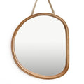 Japanese Style Wooden Wall Mirror for Bathroom Bamboo Rattan Vanity Irregular Frame Mirror Washroom Decoration Home Decor