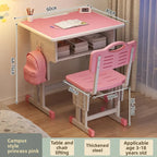 Children'S Study Student Desk and Chair Set Adjustable Height Writing Desk for Kids Home & School Standard & Pro Cushion Version