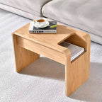 MOMO Nordic Solid Wood C-Shaped Sofa Side Table Wabi-Sabi Style Danish Designer Magazine Holder Modern Small Cabinet