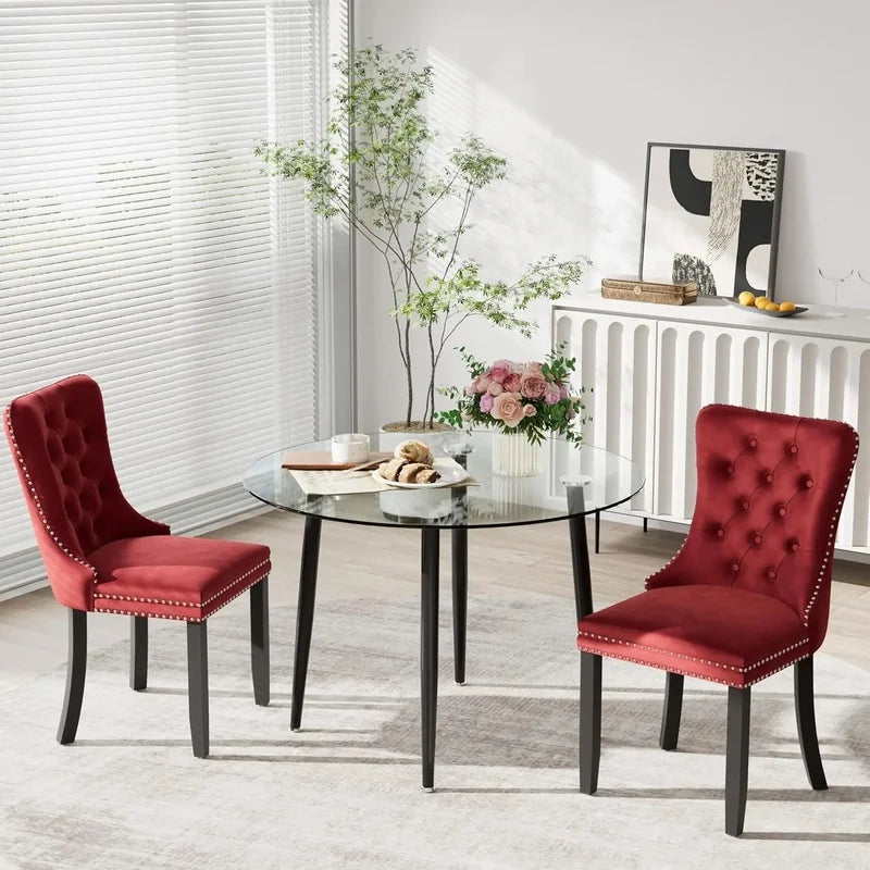 36'' Modern Minimalist round Glass Top Dining Set for 4, Luxury Circular Kitchen Table and Chairs.