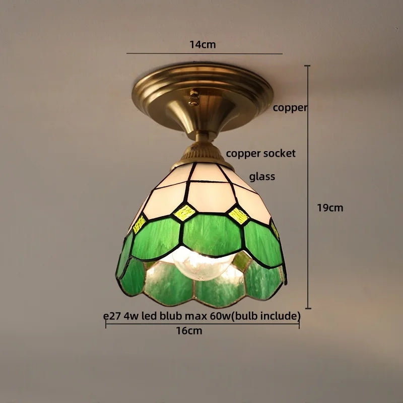 Flush Mount LED Ceiling Light Fixture Bathroom Kitchen Bedroom White Peace Dove Copper Tiffany Glass Plafond Lamp Lamparas
