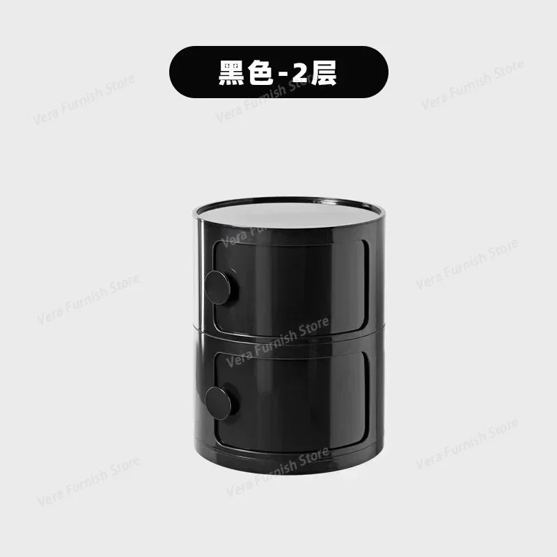 Nordic round Household Simple Creative Bedside Tables Bedroom Storage Cabinet Plastic Light Luxury Combination Small Cabinets