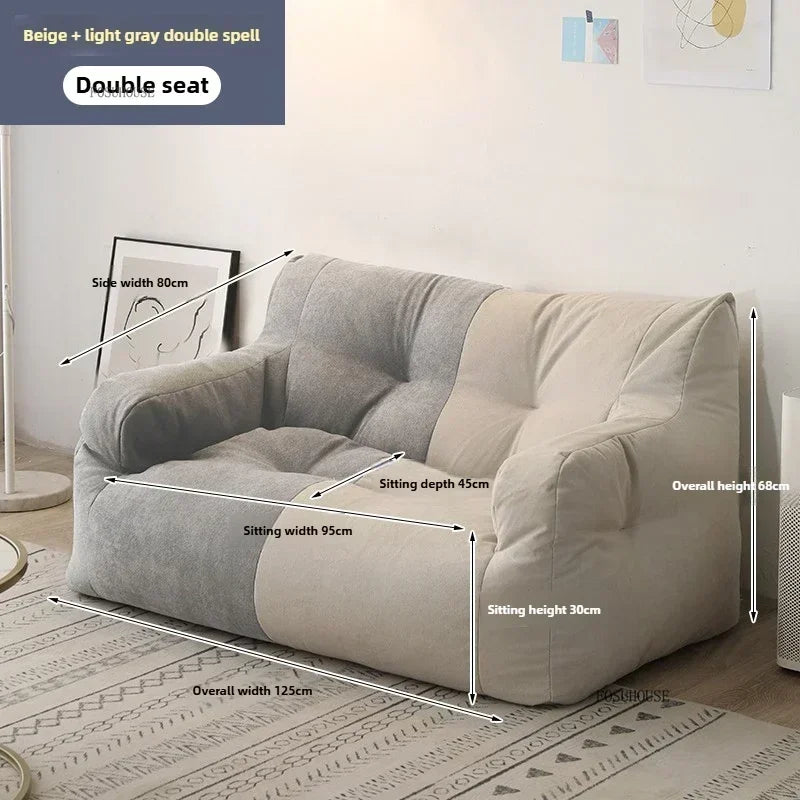 Ljylazy Linen Single Double Minimalist Sofa Leisure Bean Bag Chair Living Room Personality Puffs Sofa Creative Home Furniture