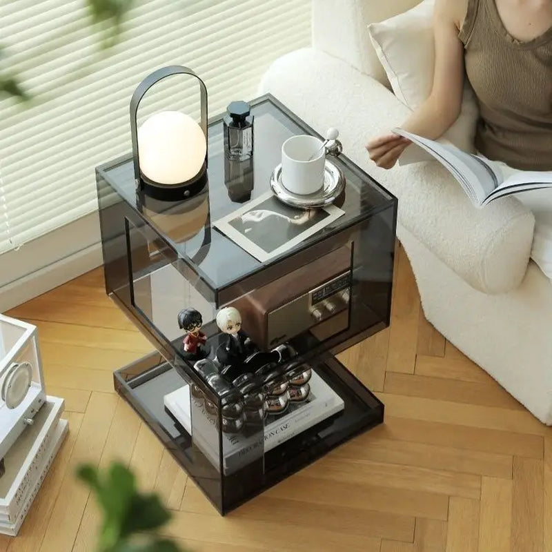 Acrylic Transparent Storage Rack, Simple Bedroom Rack, Bedside Table, Coffee Table